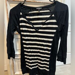 Express Black & White Striped Shirt Size Small